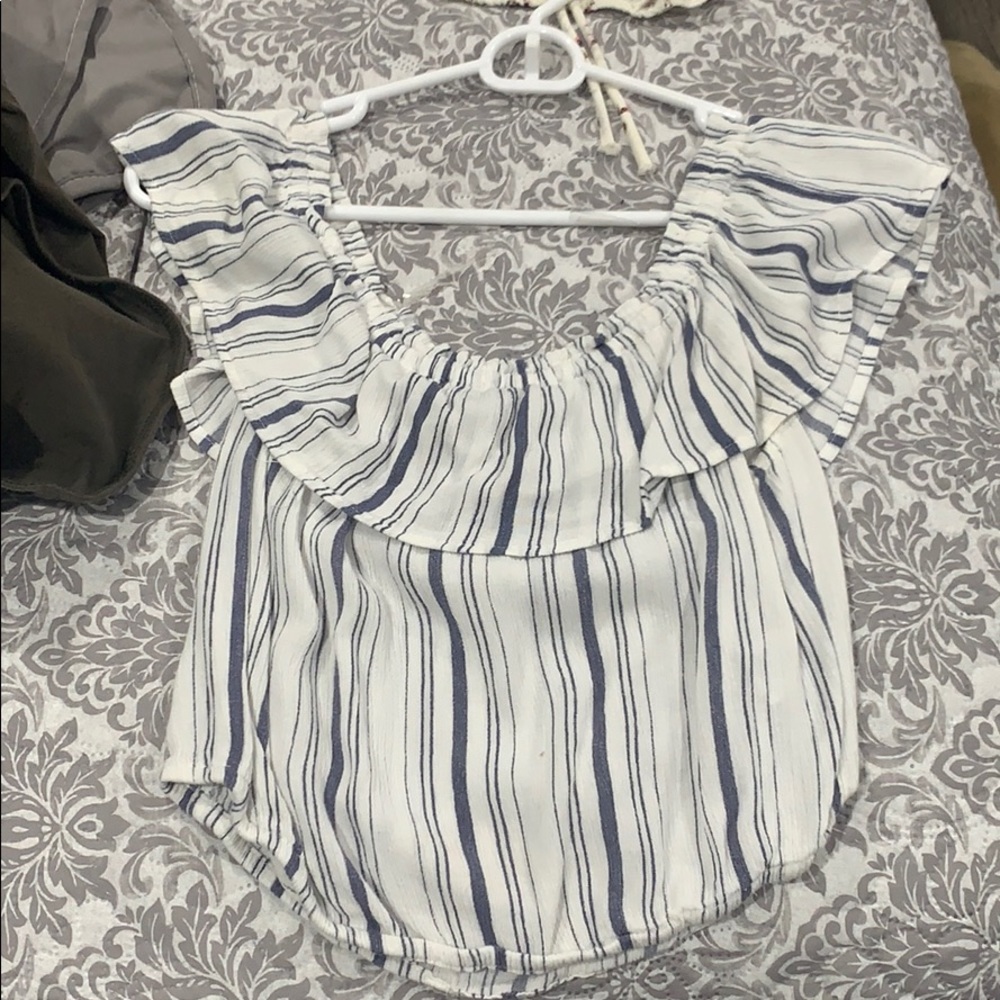 White striped cropped blouse